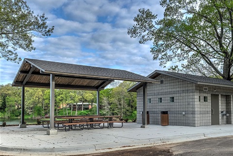 Woods Lake Park pavilion and restroom building.