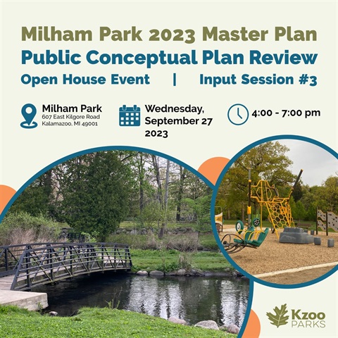 A graphic with details for the 3rd input session for the Kzoo Parks master plan