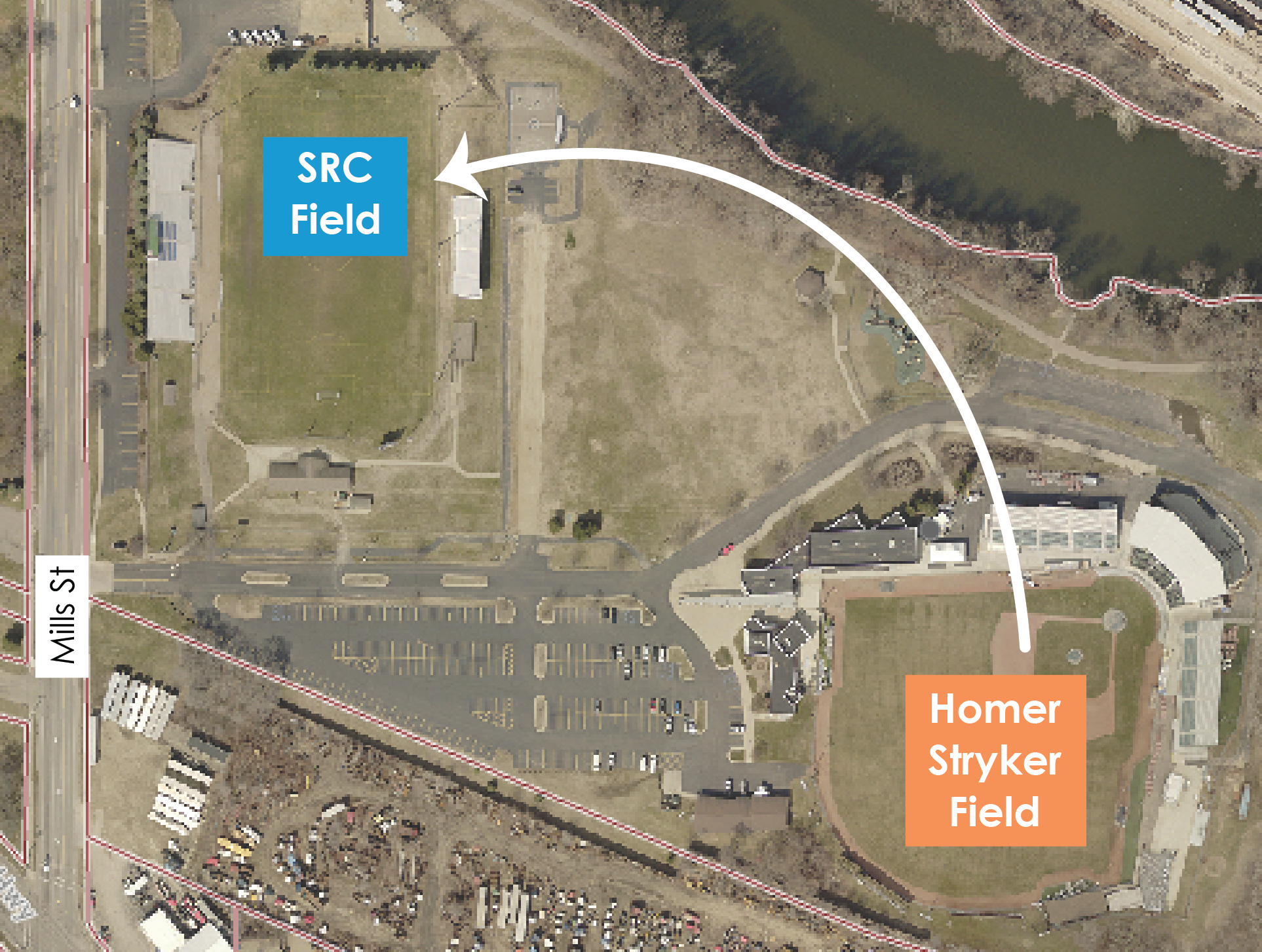 Aerial map of field change for 2023 Egg Hunt.